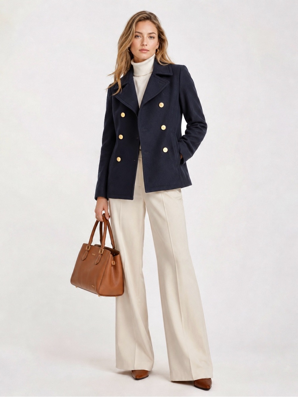 J. Crew Wool Cashmere by Nello Gori Navy Peacoat